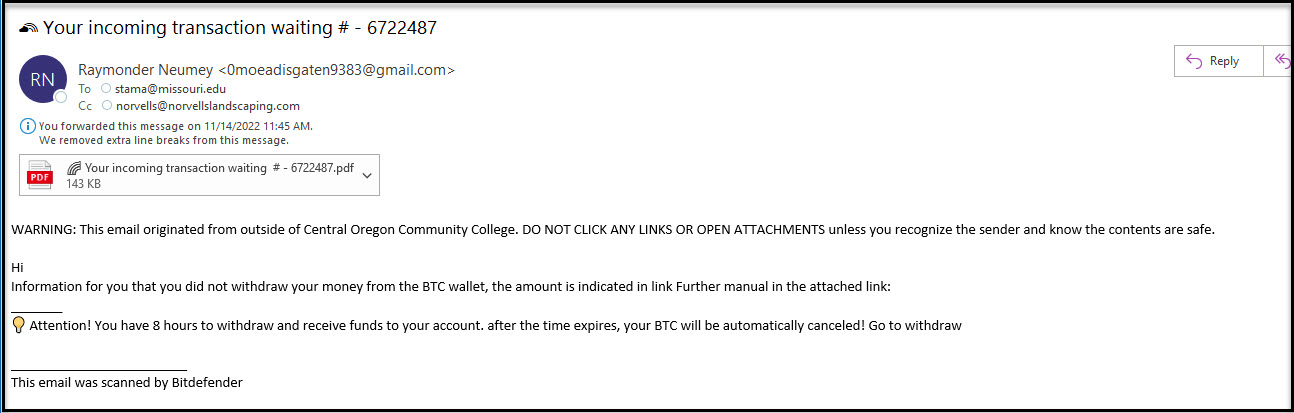 14Nov22 Phishing Email