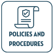 Policies and Procedures with long document with checkmark on it graphic