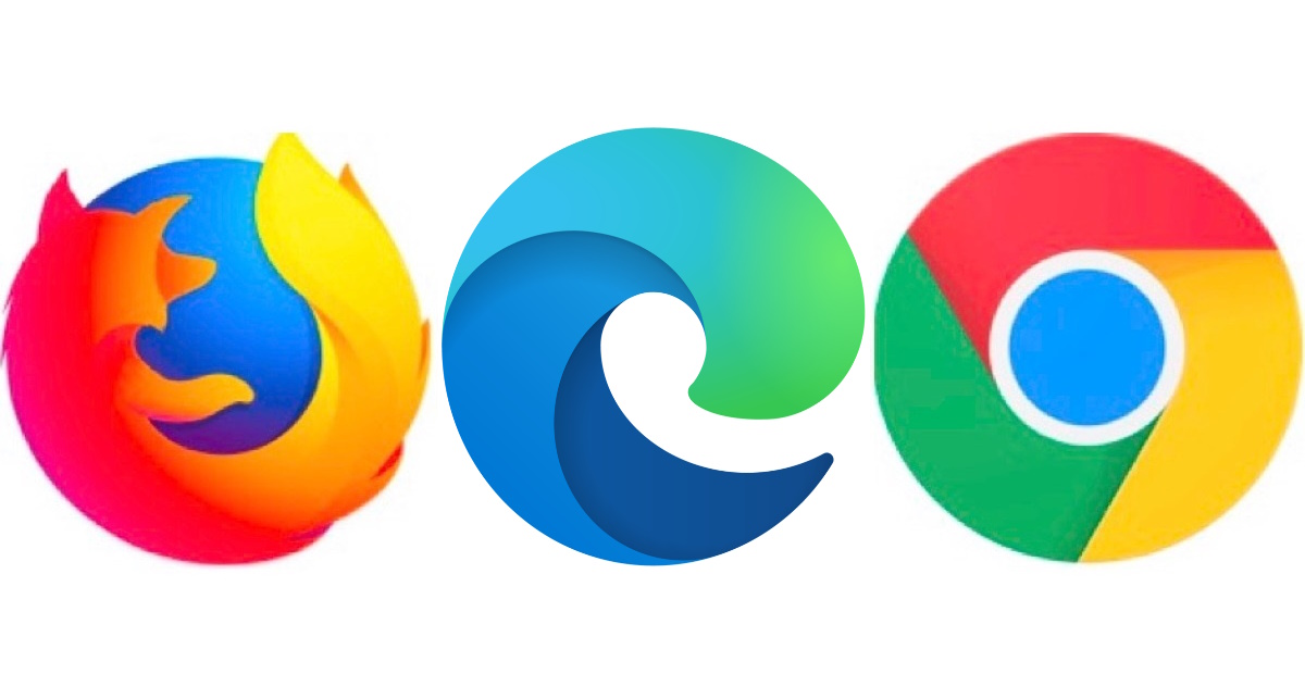 icons for google chrome, microsoft edge, and mozilla firefox