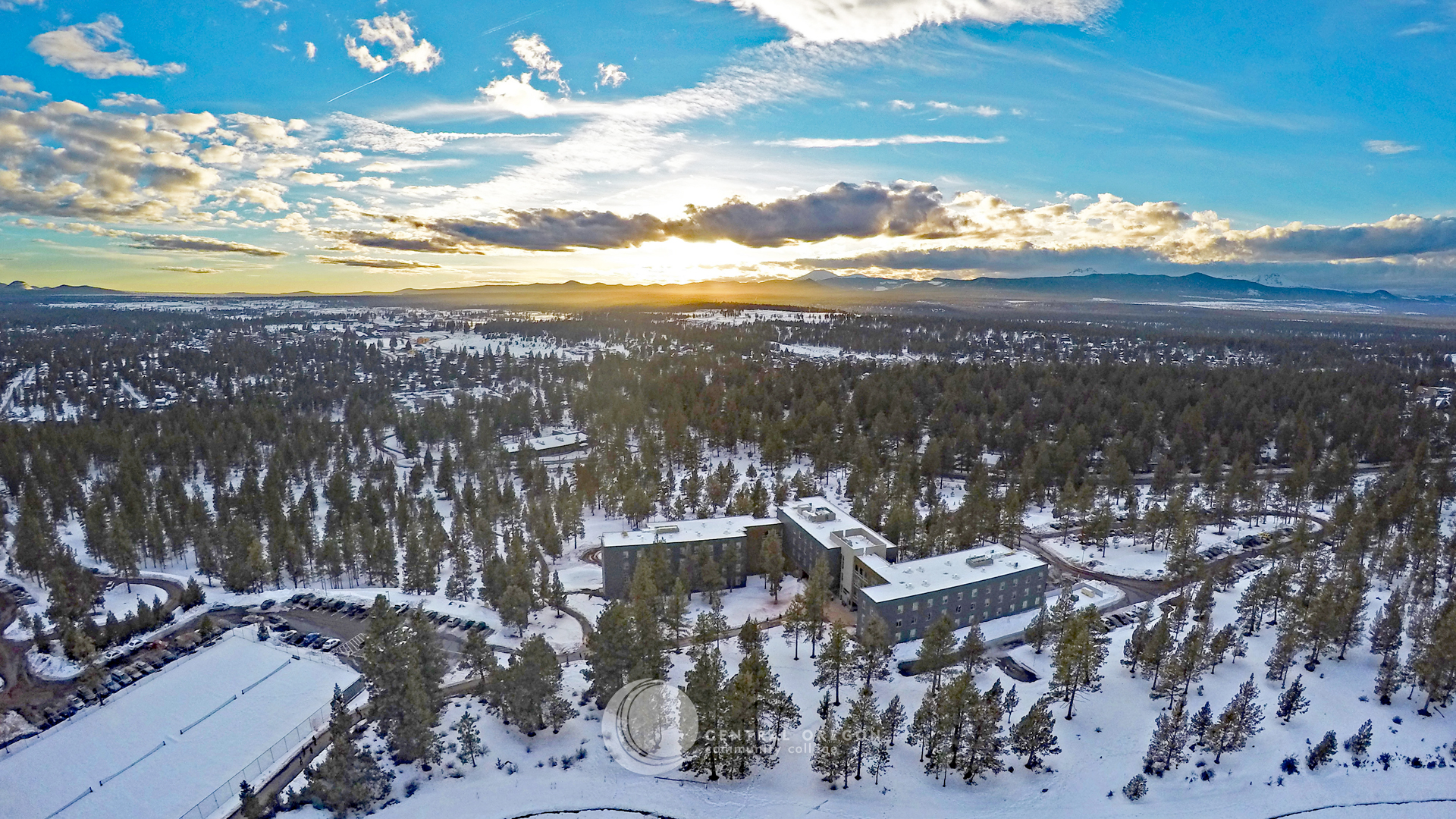 Zoom background - Campus Aerial Snow