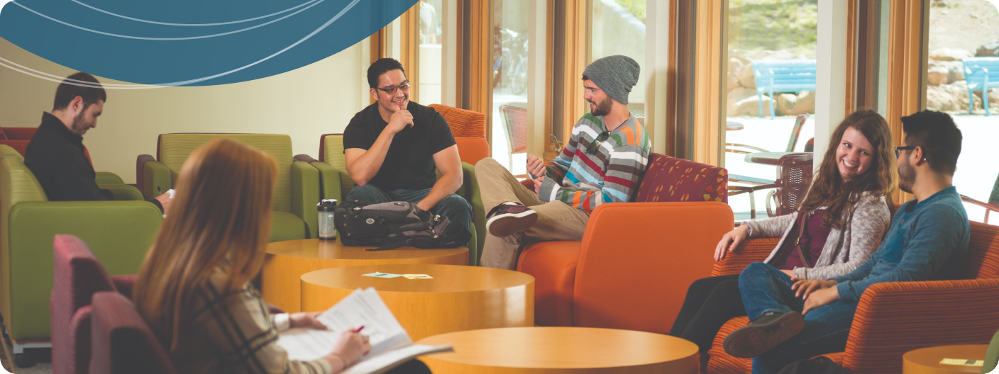 Group of Wickiup Hall Student Residents Chatting in Lobby