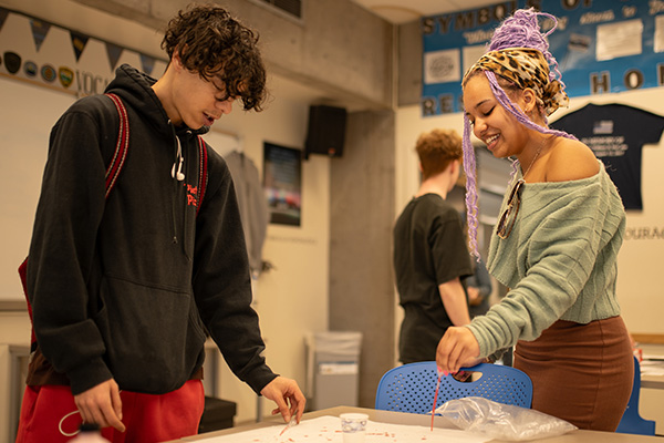 Two Criminal Justice Students Doing Forensic Work In the Classroom at Central Oregon Community College