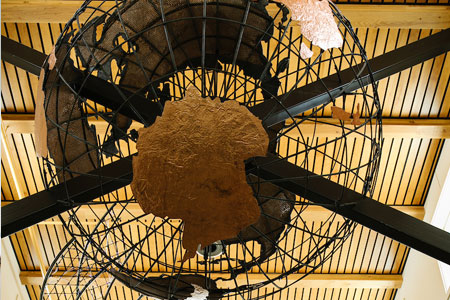 Metal wire and globe sculpture from COCC Prineville campus lobby