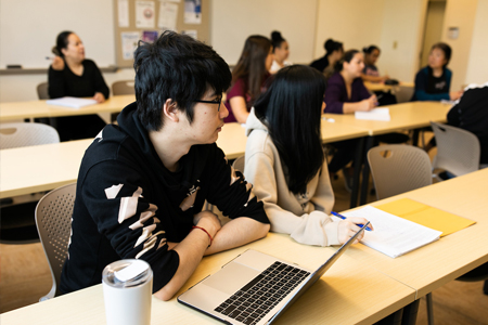 Humanities students learning in classroom